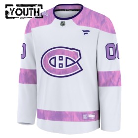 Barn Ishockey Montreal Canadiens tröja med eget tryck Fanatics Hockey Fights Cancer Practice 2024-25 Vit